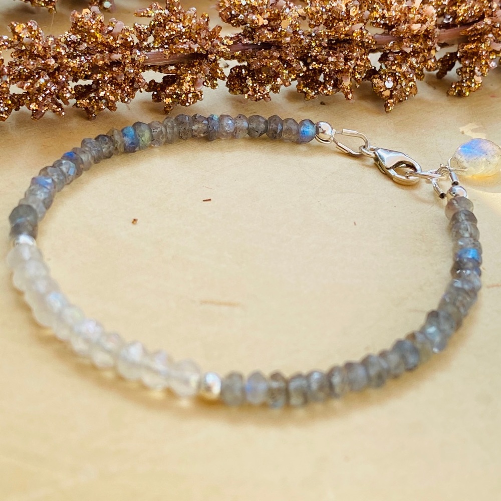 Moonstone & Labradorite Sterling Silver Bracelet - Picture 7 of 13